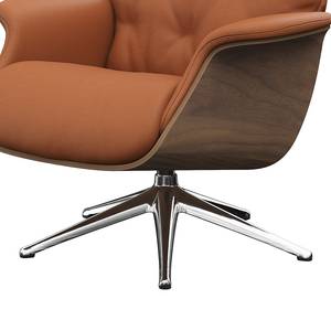 Fauteuil relax BLOMST Cuir Danbi: Marron châtaignier - Hauteur : 112 cm - Chrome brillant - Sans repose-pieds - Noyer