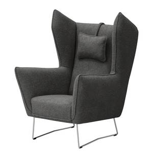 Fauteuil Caleta Tissu - Tissu Bouclé Basima: Gris - Sans repose-pieds