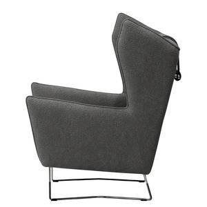 Fauteuil Caleta Tissu - Tissu Bouclé Basima: Gris - Sans repose-pieds