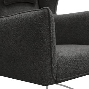 Fauteuil Caleta Tissu - Tissu Bouclé Basima: Gris - Sans repose-pieds