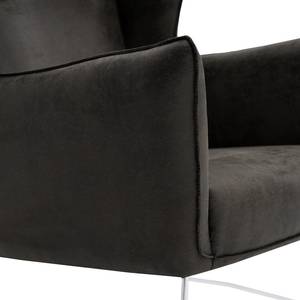 Fauteuil Caleta Tissu - Microfibre Goda: Anthracite - Avec repose-pieds