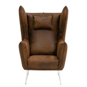 Fauteuil Caleta geweven stof - Microvezel Goda: Chocoladebruin - Met hocker