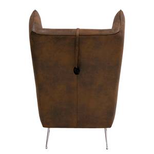 Fauteuil Caleta geweven stof - Microvezel Goda: Chocoladebruin - Met hocker