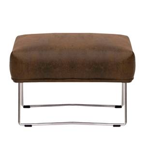 Fauteuil Caleta geweven stof - Microvezel Goda: Chocoladebruin - Met hocker