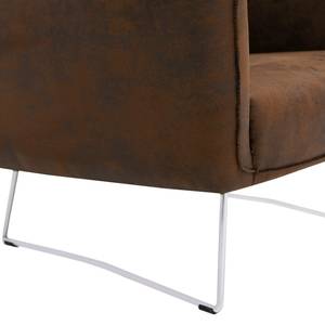 Fauteuil Caleta geweven stof - Microvezel Goda: Chocoladebruin - Met hocker