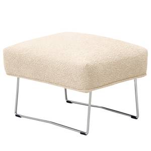 Gestoffeerde hocker Caleta geweven stof - Bouclé Stof Basima: Beige