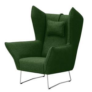 Fauteuil Caleta geweven stof - Bouclé Stof Basima: Donkergroen - Zonder hocker