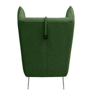 Fauteuil Caleta geweven stof - Bouclé Stof Basima: Donkergroen - Zonder hocker