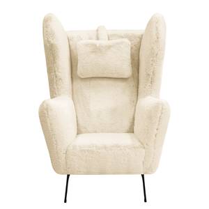 Fauteuil Caleta Tissu - Fourrure synthétique Bahira: Crème - Sans repose-pieds