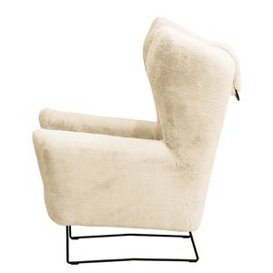 Fauteuil Caleta Tissu - Fourrure synthétique Bahira: Crème - Sans repose-pieds