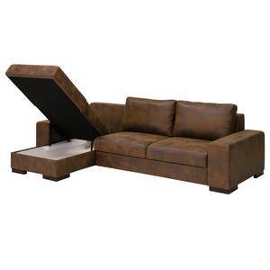 Hoekbank Vassy Microvezel Goda: Chocoladebruin - Longchair vooraanzicht links - Zonder accessoires