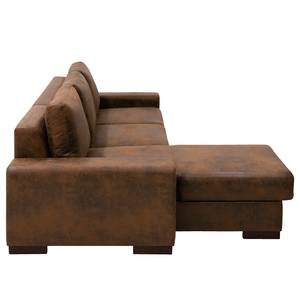 Hoekbank Vassy Microvezel Goda: Chocoladebruin - Longchair vooraanzicht links - Zonder accessoires