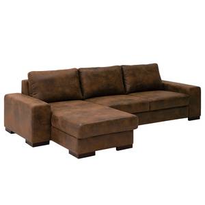 Hoekbank Vassy Microvezel Goda: Chocoladebruin - Longchair vooraanzicht links - Zonder accessoires