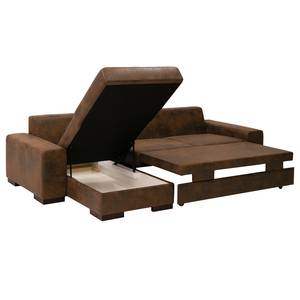 Hoekbank Vassy Microvezel Goda: Chocoladebruin - Longchair vooraanzicht links - Zonder accessoires