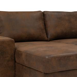 Hoekbank Vassy Microvezel Goda: Chocoladebruin - Longchair vooraanzicht links - Zonder accessoires