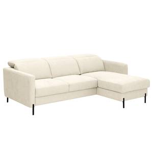 Ecksofa Hallikeld Webstoff Stormy: Creme - Longchair davorstehend rechts