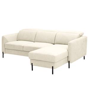 Ecksofa Hallikeld Webstoff Stormy: Creme - Longchair davorstehend rechts