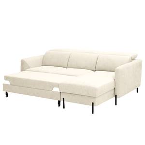 Ecksofa Hallikeld Webstoff Stormy: Creme - Longchair davorstehend rechts