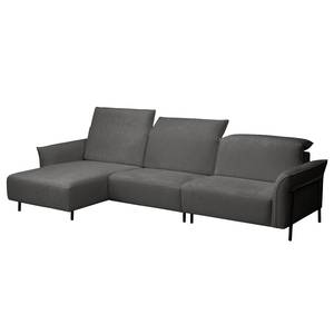 Ecksofa Ribigill Bouclé Stoff Cady: Anthrazit - Longchair davorstehend links