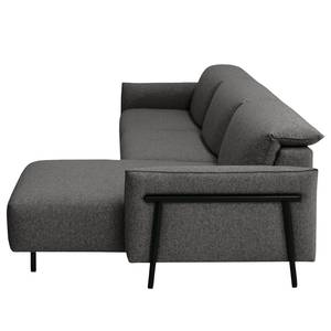 Ecksofa Ribigill Webstoff Lark: Dunkelgrau - Longchair davorstehend rechts