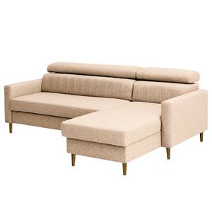 Hoekbank Chelsfield Geweven stof Lark: Beige - Longchair vooraanzicht rechts