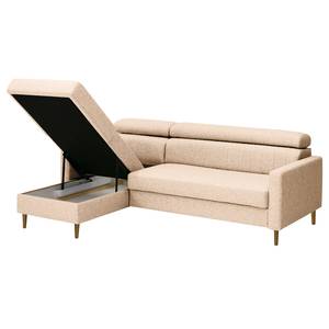 Hoekbank Chelsfield Geweven stof Lark: Beige - Longchair vooraanzicht links