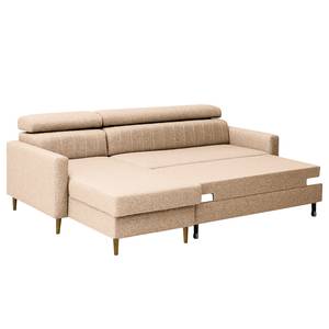 Hoekbank Chelsfield Geweven stof Lark: Beige - Longchair vooraanzicht links