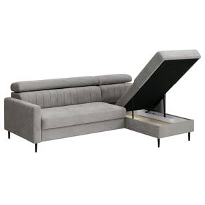 Ecksofa Chelsfield Microfaser Sole: Hellgrau - Longchair davorstehend rechts