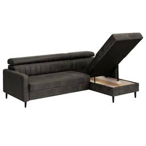 Ecksofa Chelsfield Microfaser Goda: Anthrazit - Longchair davorstehend rechts