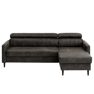 Ecksofa Chelsfield Microfaser Goda: Anthrazit - Longchair davorstehend rechts