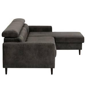 Ecksofa Chelsfield Microfaser Goda: Anthrazit - Longchair davorstehend rechts