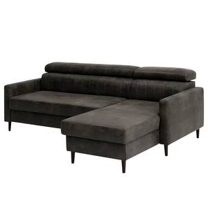 Ecksofa Chelsfield Microfaser Goda: Anthrazit - Longchair davorstehend rechts