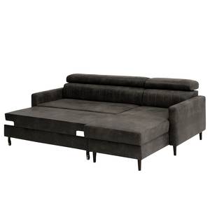 Ecksofa Chelsfield Microfaser Goda: Anthrazit - Longchair davorstehend rechts