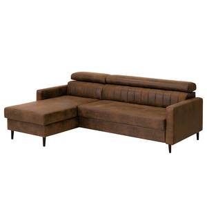 Ecksofa Chelsfield Microfaser Goda: Schokoladenbraun - Longchair davorstehend links