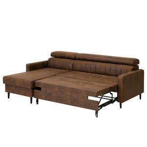 Ecksofa Chelsfield Microfaser Goda: Schokoladenbraun - Longchair davorstehend links