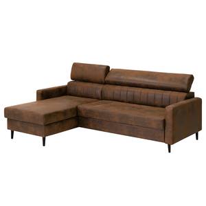 Ecksofa Chelsfield Microfaser Goda: Schokoladenbraun - Longchair davorstehend links