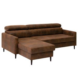 Ecksofa Chelsfield Microfaser Goda: Schokoladenbraun - Longchair davorstehend links