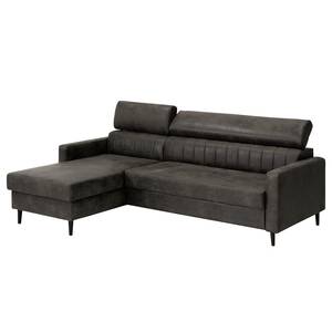 Ecksofa Chelsfield Microfaser Goda: Anthrazit - Longchair davorstehend links