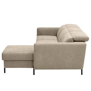 Ecksofa Hallikeld Webstoff Stormy: Cappuccino - Longchair davorstehend rechts