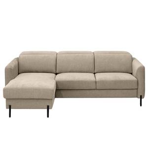 Ecksofa Hallikeld Webstoff Stormy: Cappuccino - Longchair davorstehend links