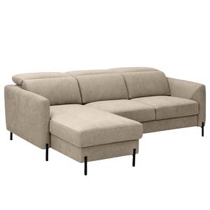 Ecksofa Hallikeld Webstoff Stormy: Cappuccino - Longchair davorstehend links