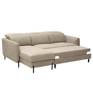 Ecksofa Hallikeld Webstoff Stormy: Cappuccino - Longchair davorstehend links