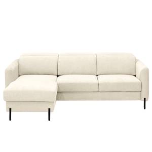 Ecksofa Hallikeld Webstoff Stormy: Creme - Longchair davorstehend links