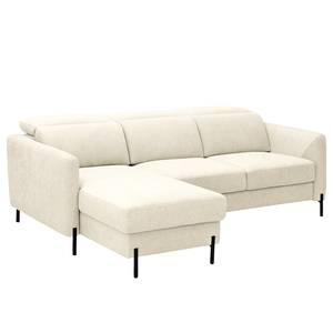 Ecksofa Hallikeld Webstoff Stormy: Creme - Longchair davorstehend links