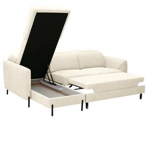 Ecksofa Hallikeld Webstoff Stormy: Creme - Longchair davorstehend links