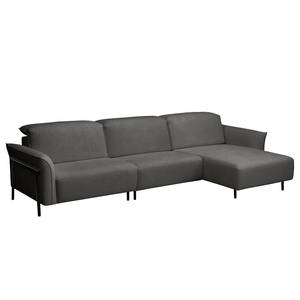 Ecksofa Ribigill Bouclé Stoff Cady: Anthrazit - Longchair davorstehend rechts