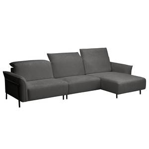 Ecksofa Ribigill Bouclé Stoff Cady: Anthrazit - Longchair davorstehend rechts