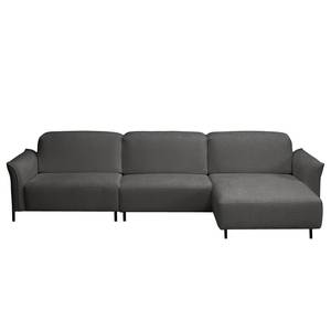 Ecksofa Ribigill Bouclé Stoff Cady: Anthrazit - Longchair davorstehend rechts