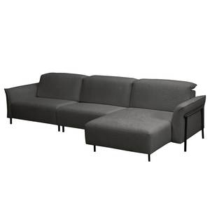 Ecksofa Ribigill Bouclé Stoff Cady: Anthrazit - Longchair davorstehend rechts