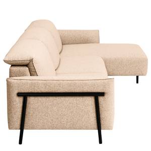 Hoekbank Ribigill Geweven stof Lark: Beige - Longchair vooraanzicht rechts